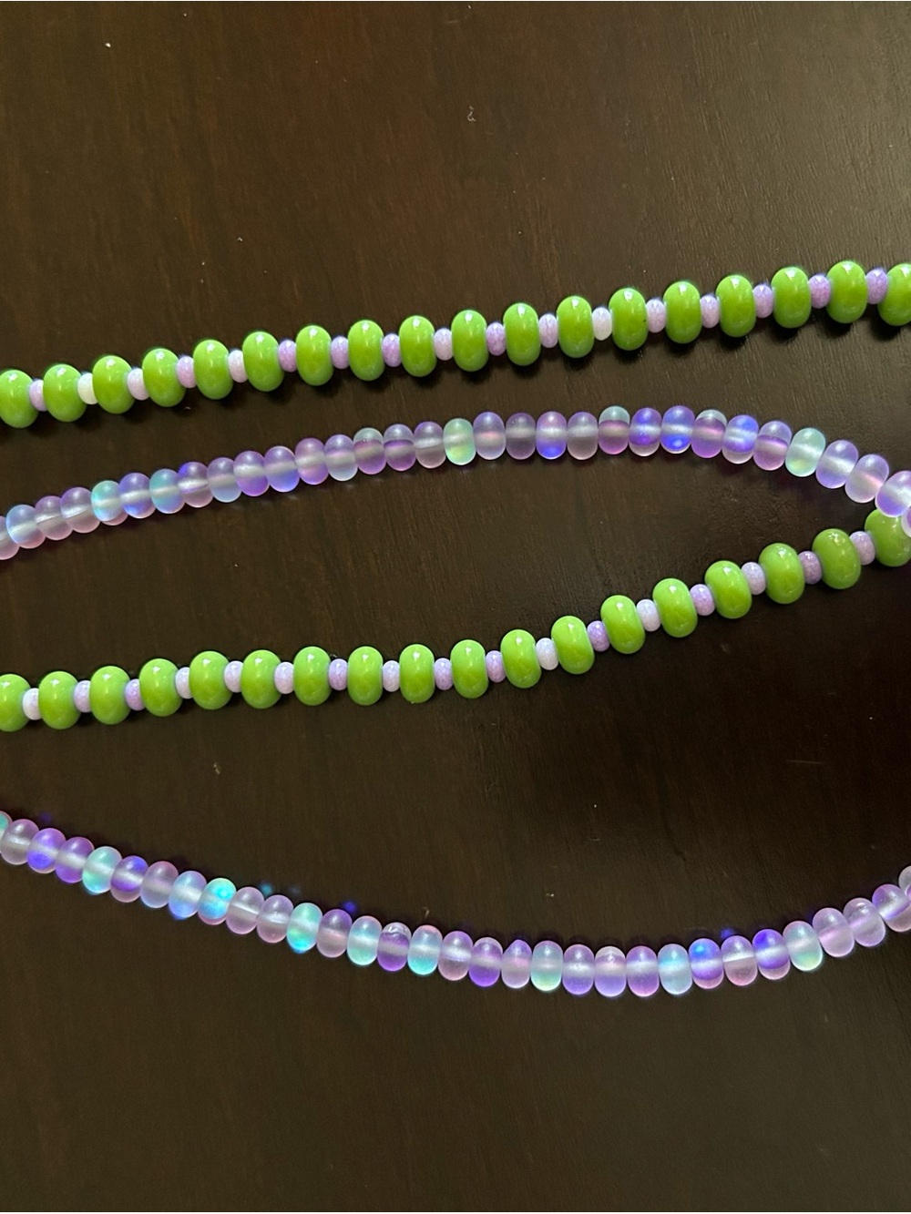 Purple and Lime Beaded Women's Necklace by purple Electrified opal